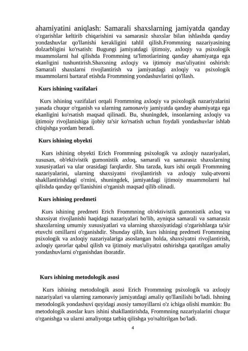 Ob'ektivistik gumonistik axloq va samarali va samarasiz shaxsning umumiy xususiyatlari.Froom 4