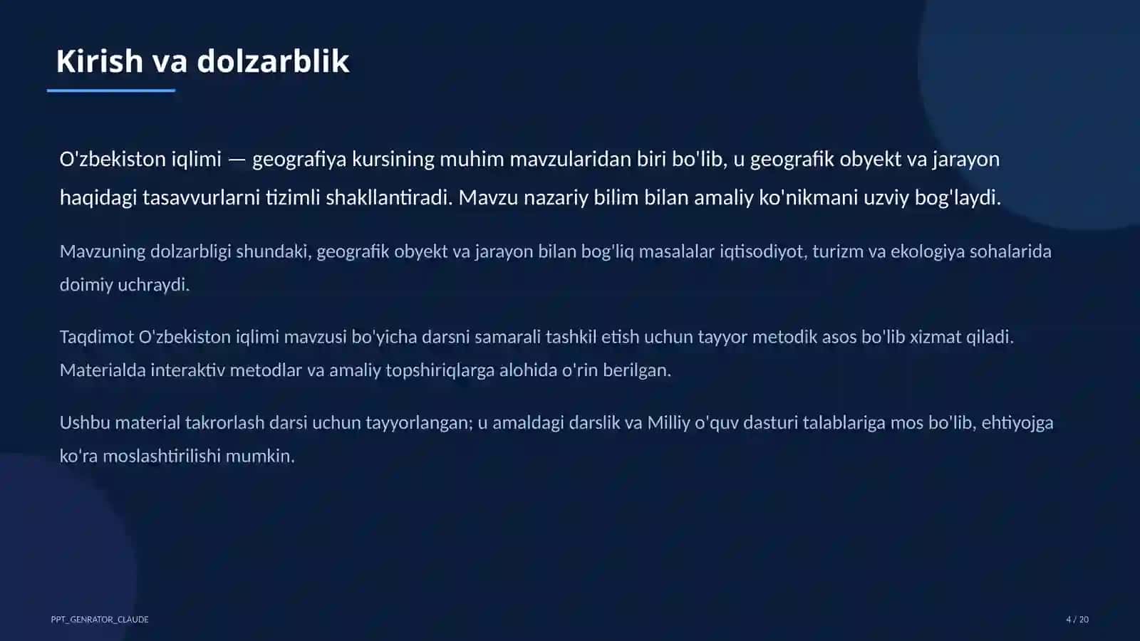 O'zbekiston iqlimi (8-sinf) 4