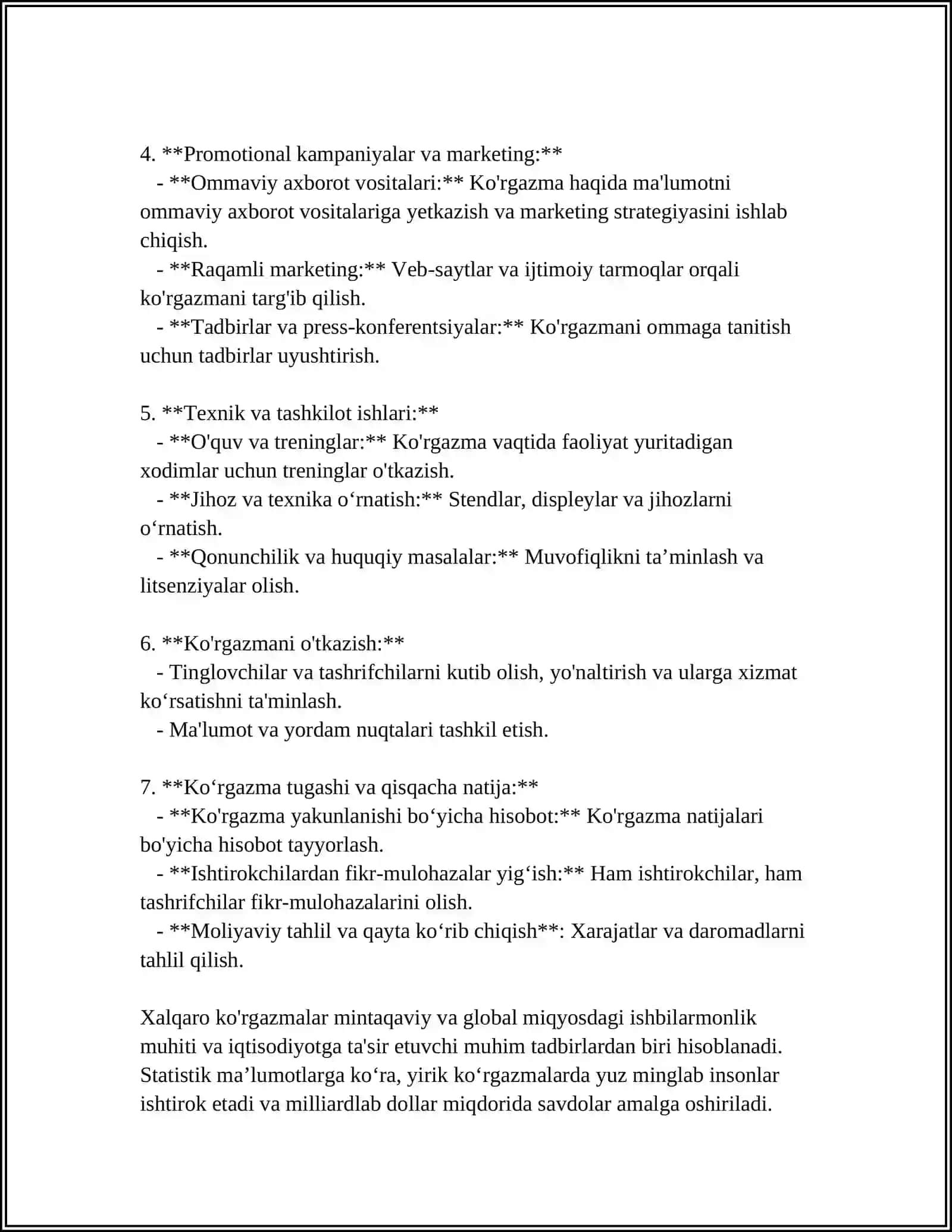 Xalqaro ko'rgazmalar tashkil etish jarayonlari 4