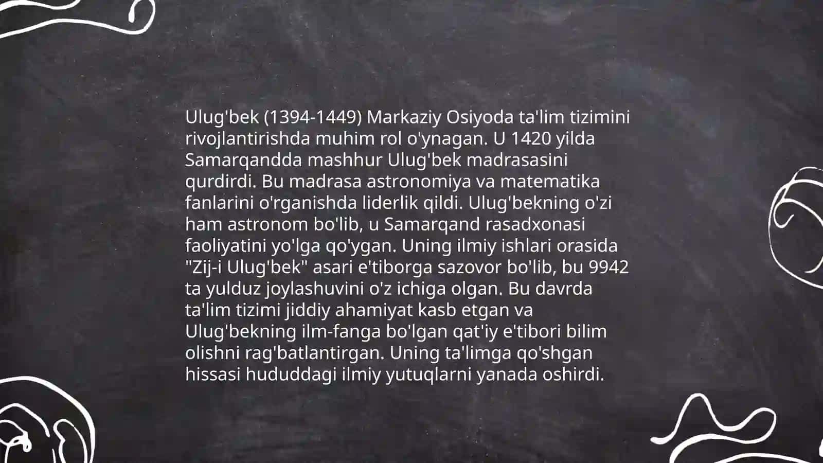 Mirzo Ulug'bekning pedagogikaga qo'shgan hissasi 4