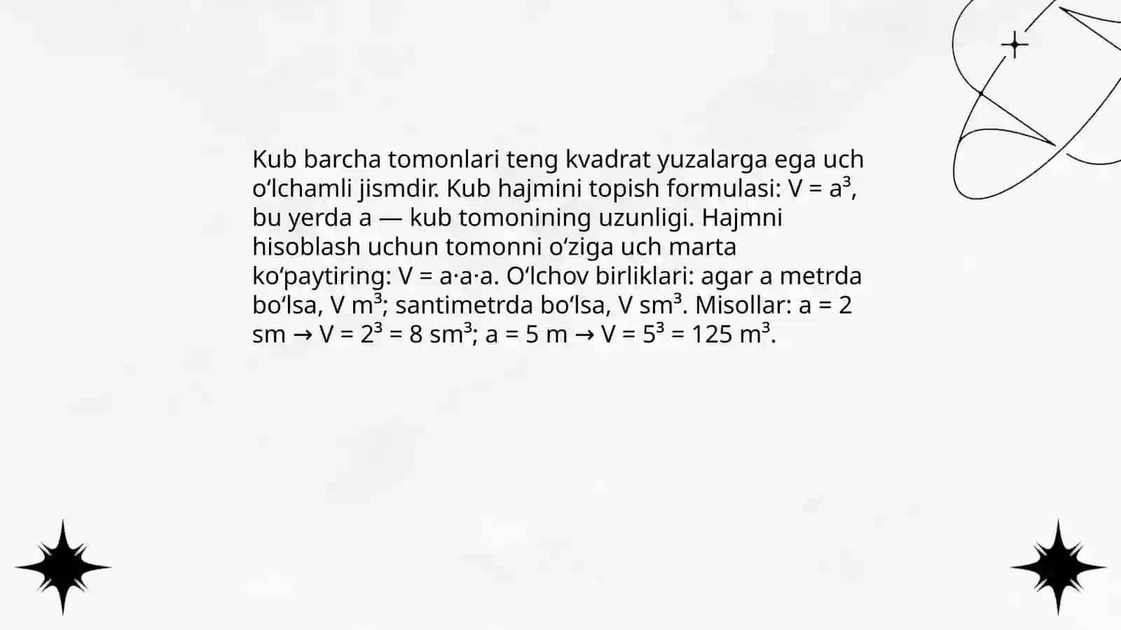Kuboid va kubning hajmini topish 4