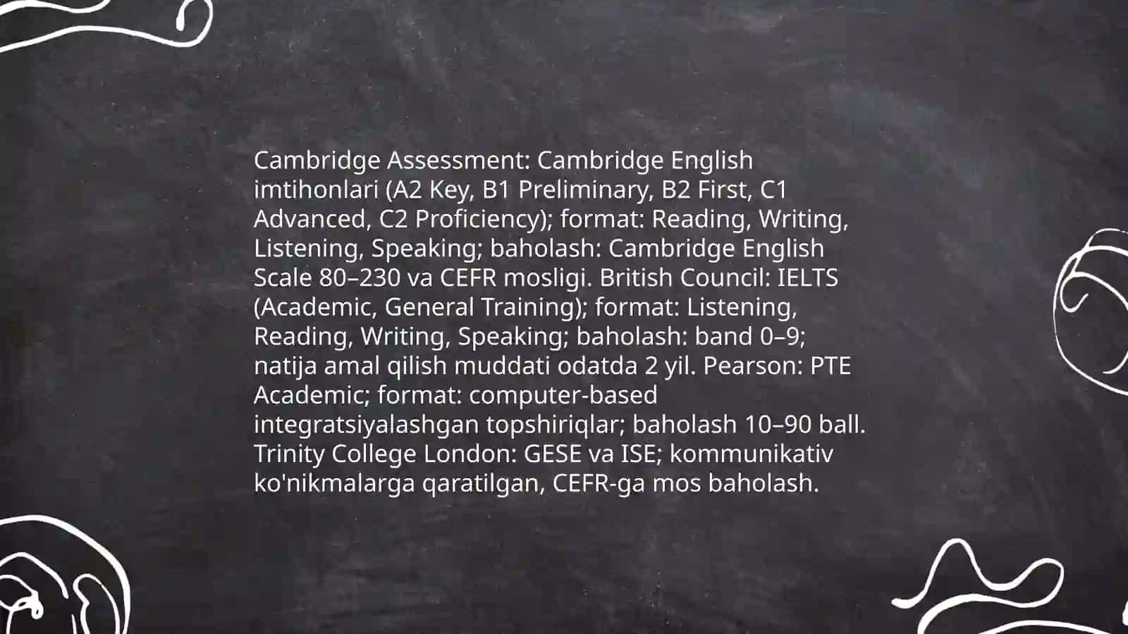 Buyuk Biritaniyada Ingliz tili bo'yicha ilimni baholash, sertifikat berish tartibi, test formati, baholash mezonlari haqida taqdimot 4