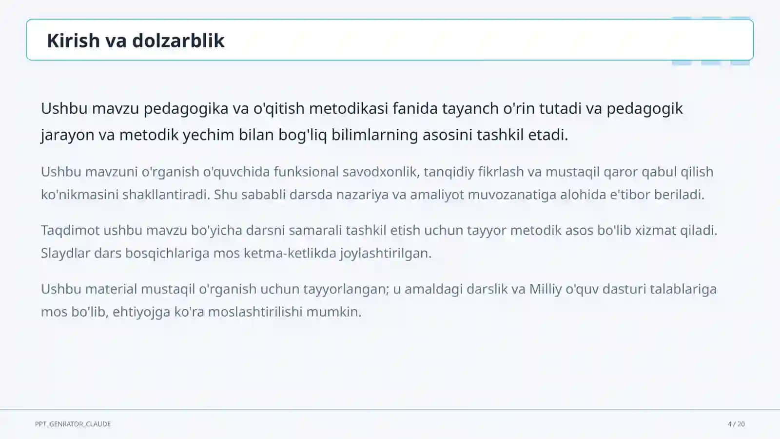 O'qituvchilarning Milliy sertifikatiga tayyorgarlik 4