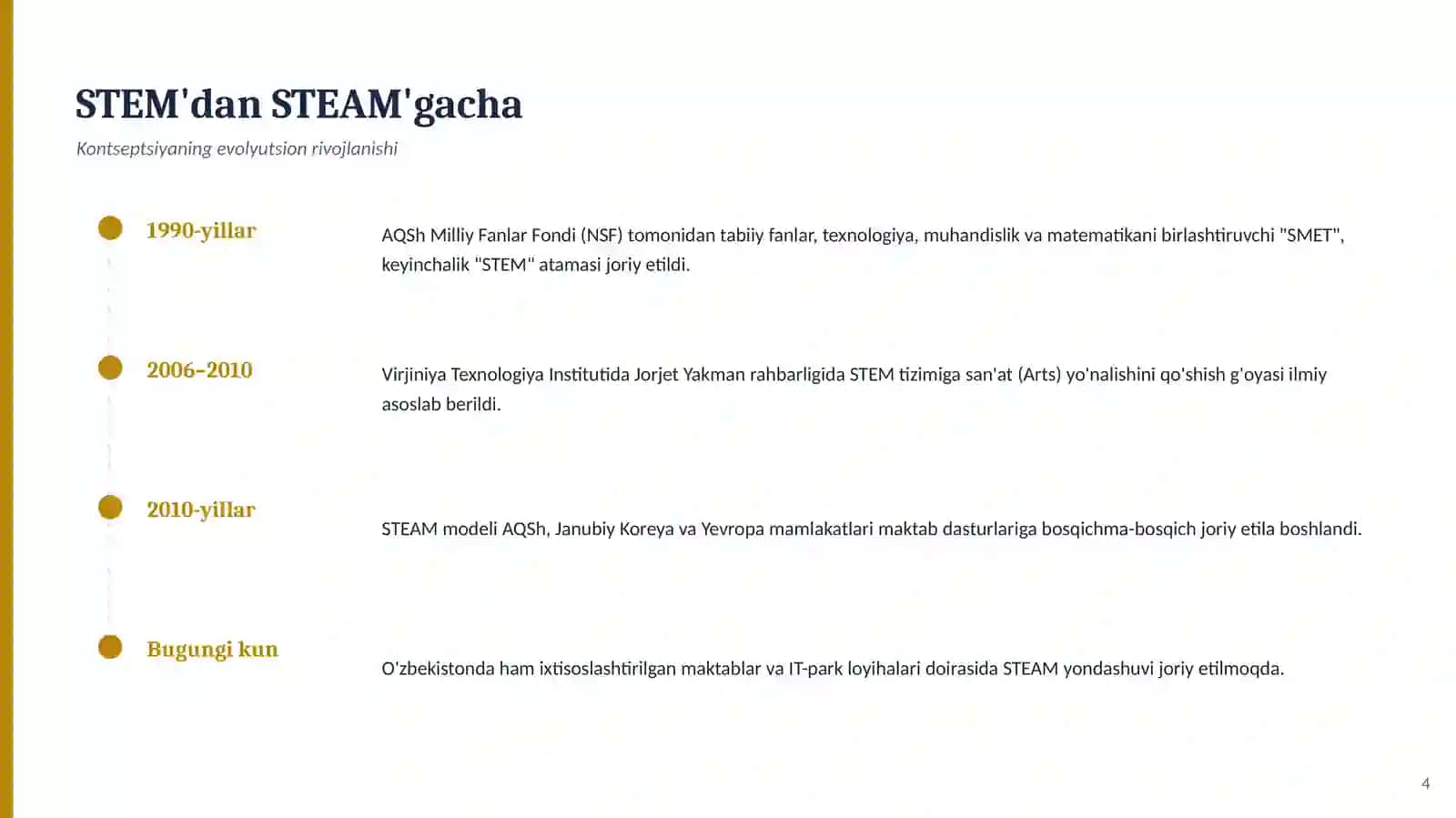 TA'LIM TEXNOLOGIYALARI SERIYASI. STEAM taʼlim texnologiyasi 4