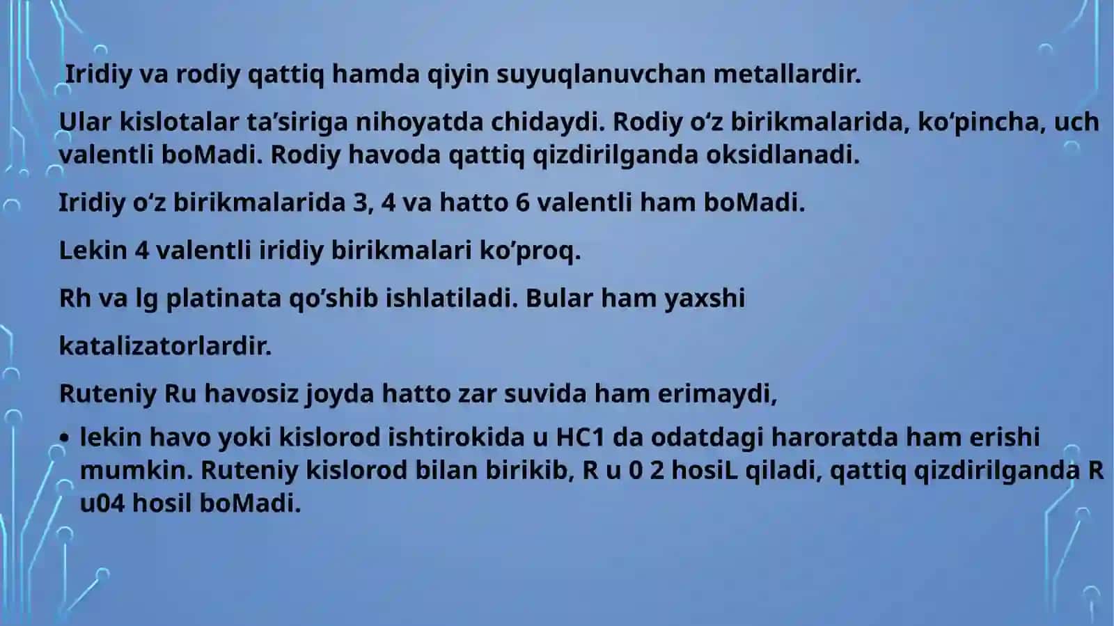 Rodiyning galogenli birikmalari olinishi va fizik kimyoviy xossalari 4
