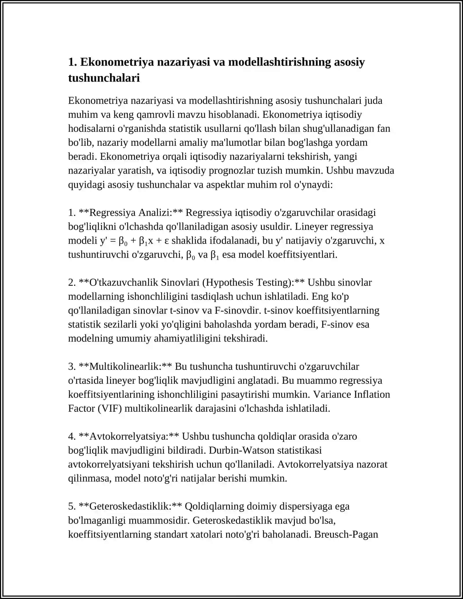 EKONOMETRIK MODELLASHTIRISH NAZARIYASI VA UNING AMALIYOTDAGI AHAMIYATI 4