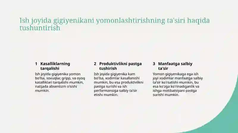 Ish joyida uchraydigan asosiy zararli ta'sirlar va ularga gigiyenik baho 4