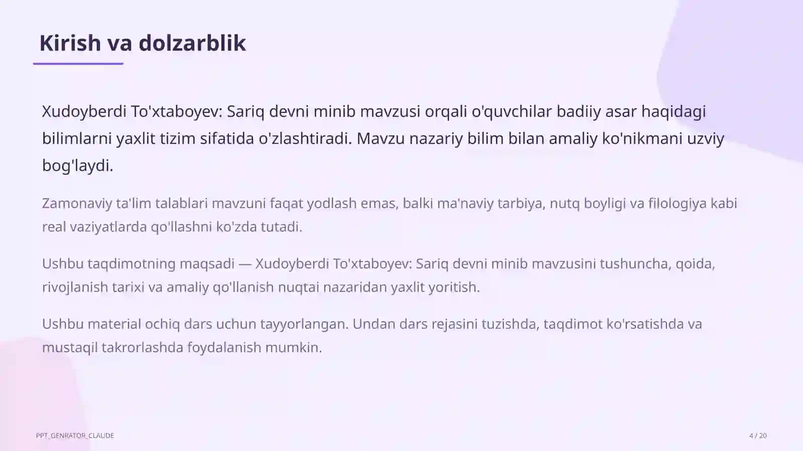 Sariq devni minib 4