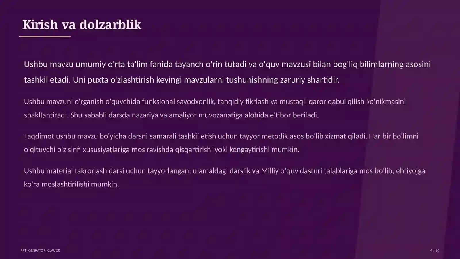 Sun'iy intellekt yordamchisi bilan dars ishlanmasi 4