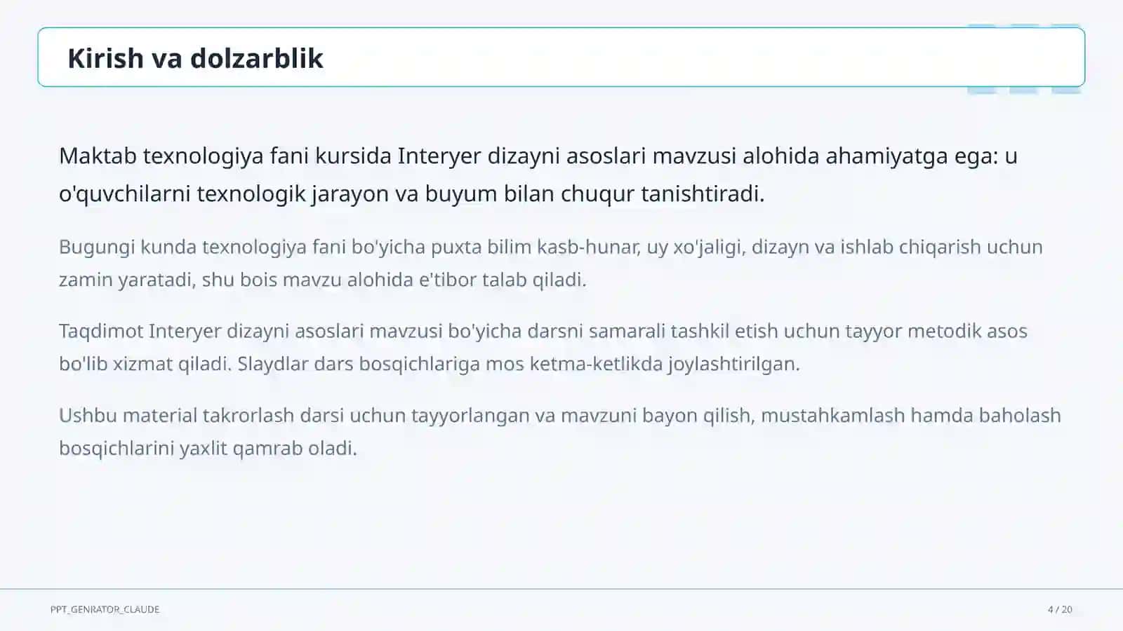 Interyer dizayni asoslari (8-sinf) 4
