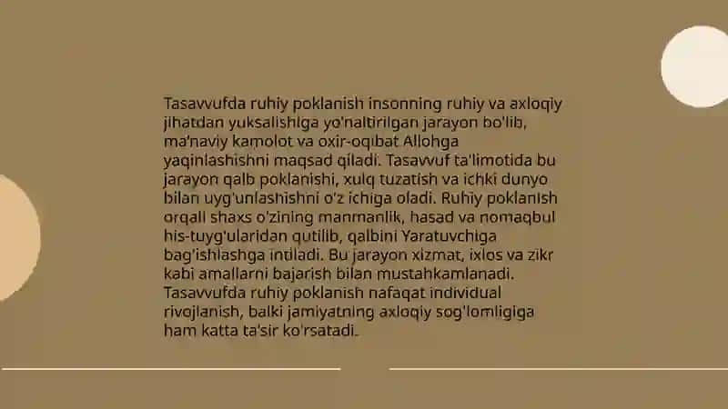 Tasavvuf ta'limotida Qur'ondagi nafs tarbiyasi, zuhd va zohidlikka oidg'oyalarining rivojlantirilishi 4