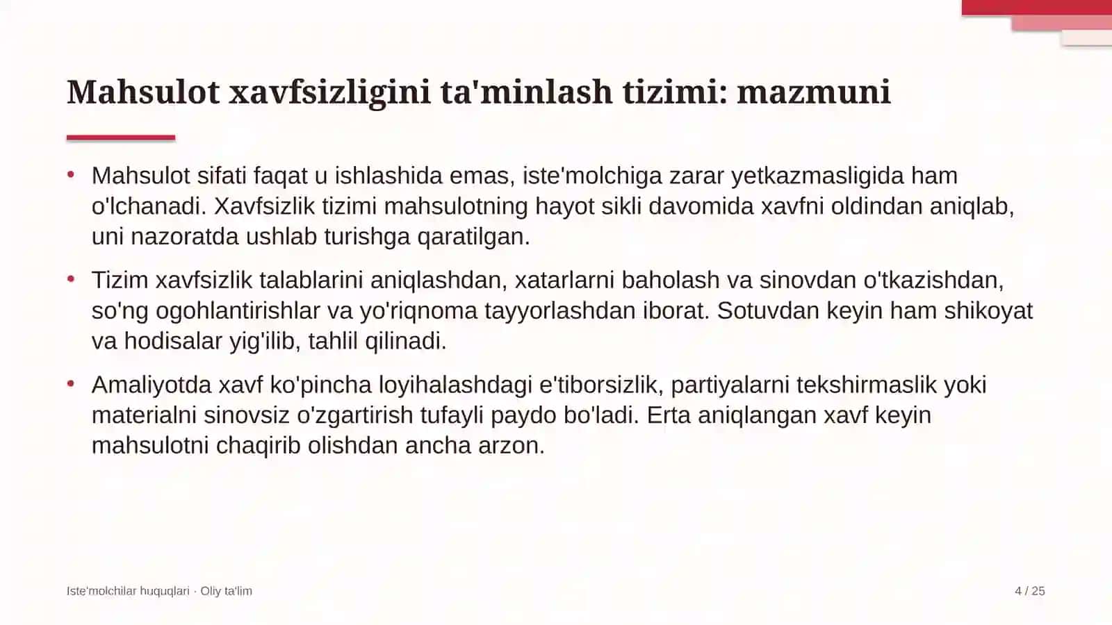 energetika ta'mirlash korxonalarida mahsulot xavfsizligini ta'minlash tizimi 4110 4