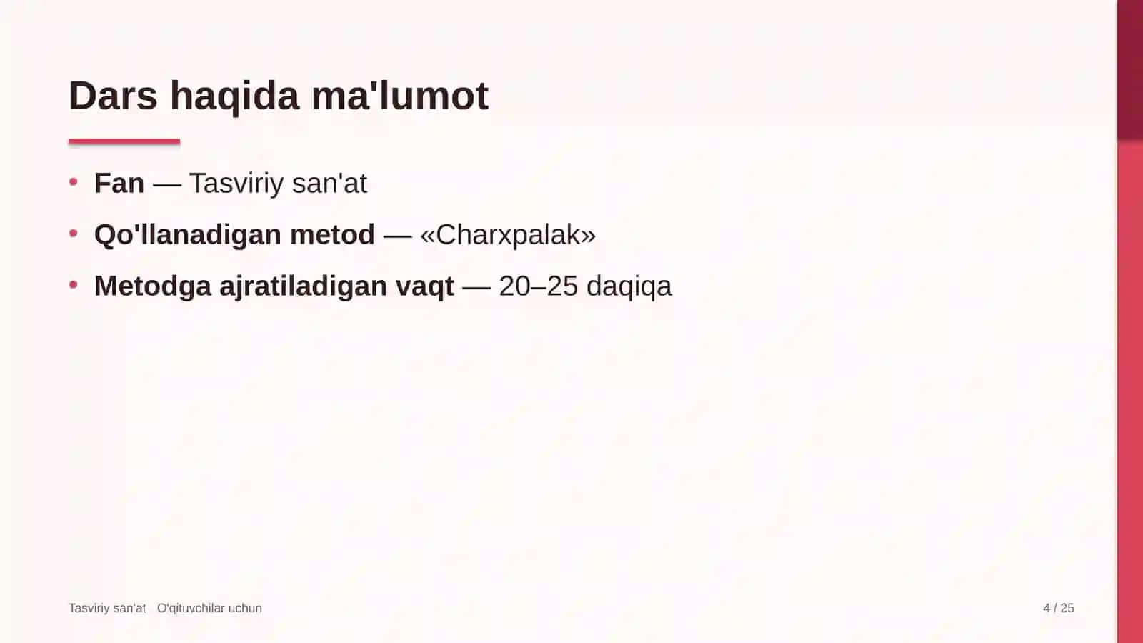 tasviriy san'at darslarida charxpalak metodidan foydalanish 7322 4