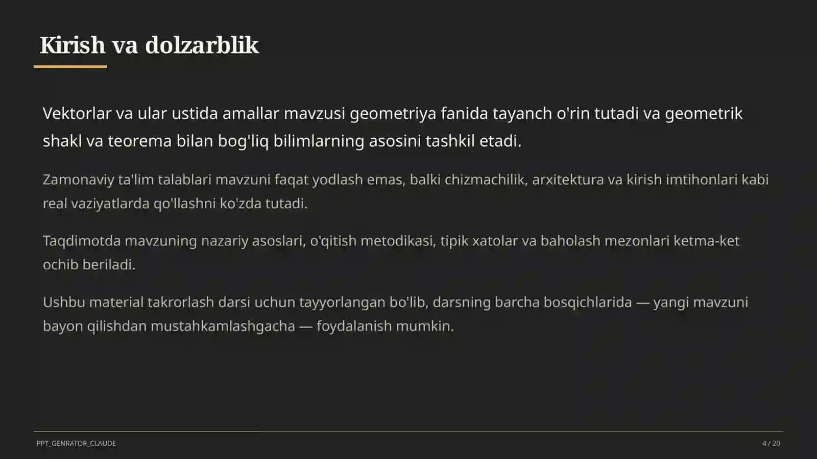 Vektorlar va ular ustida amallar (9-sinf) 4