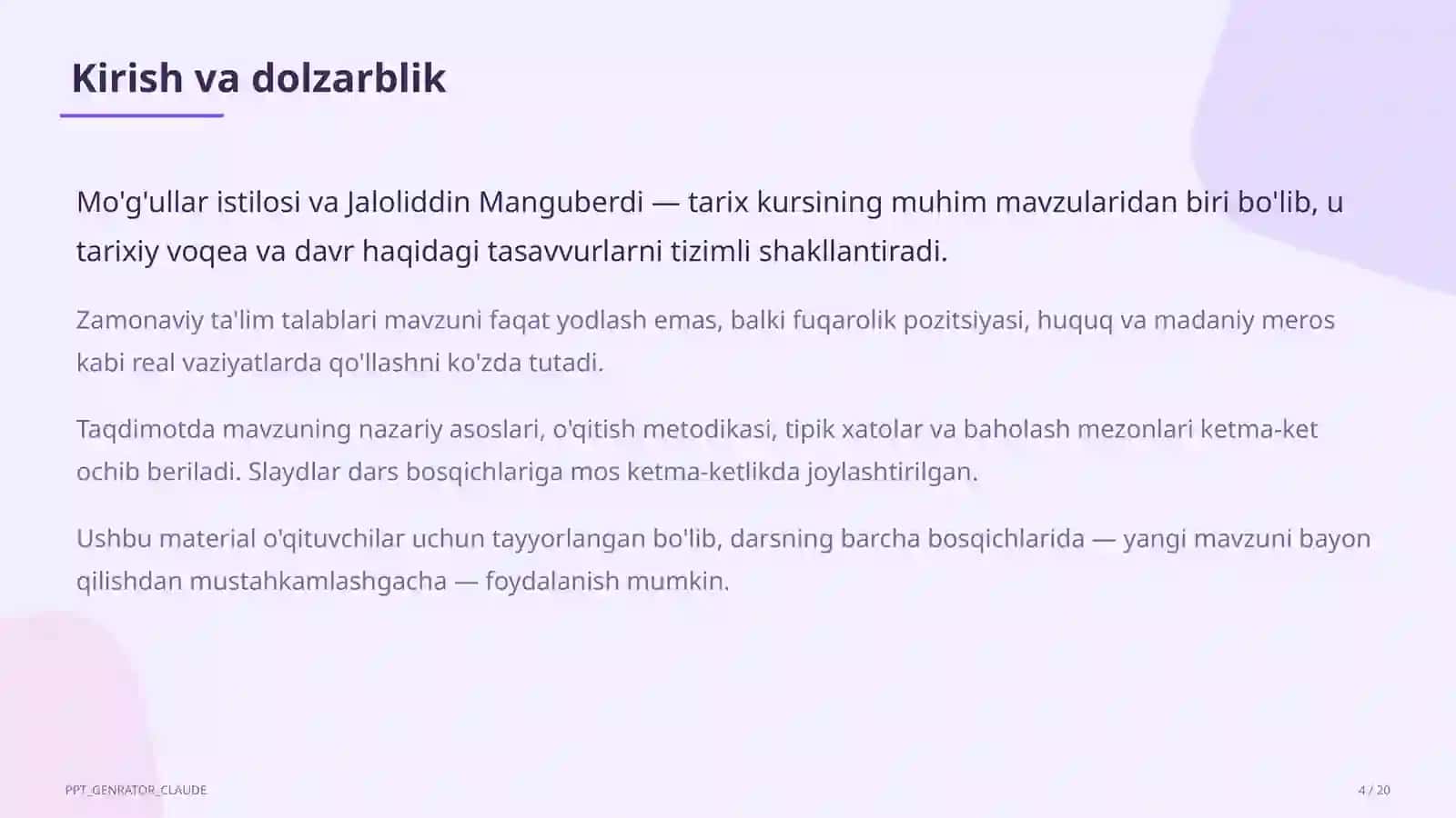 Mo'g'ullar istilosi va Jaloliddin Manguberdi (7-sinf) 4