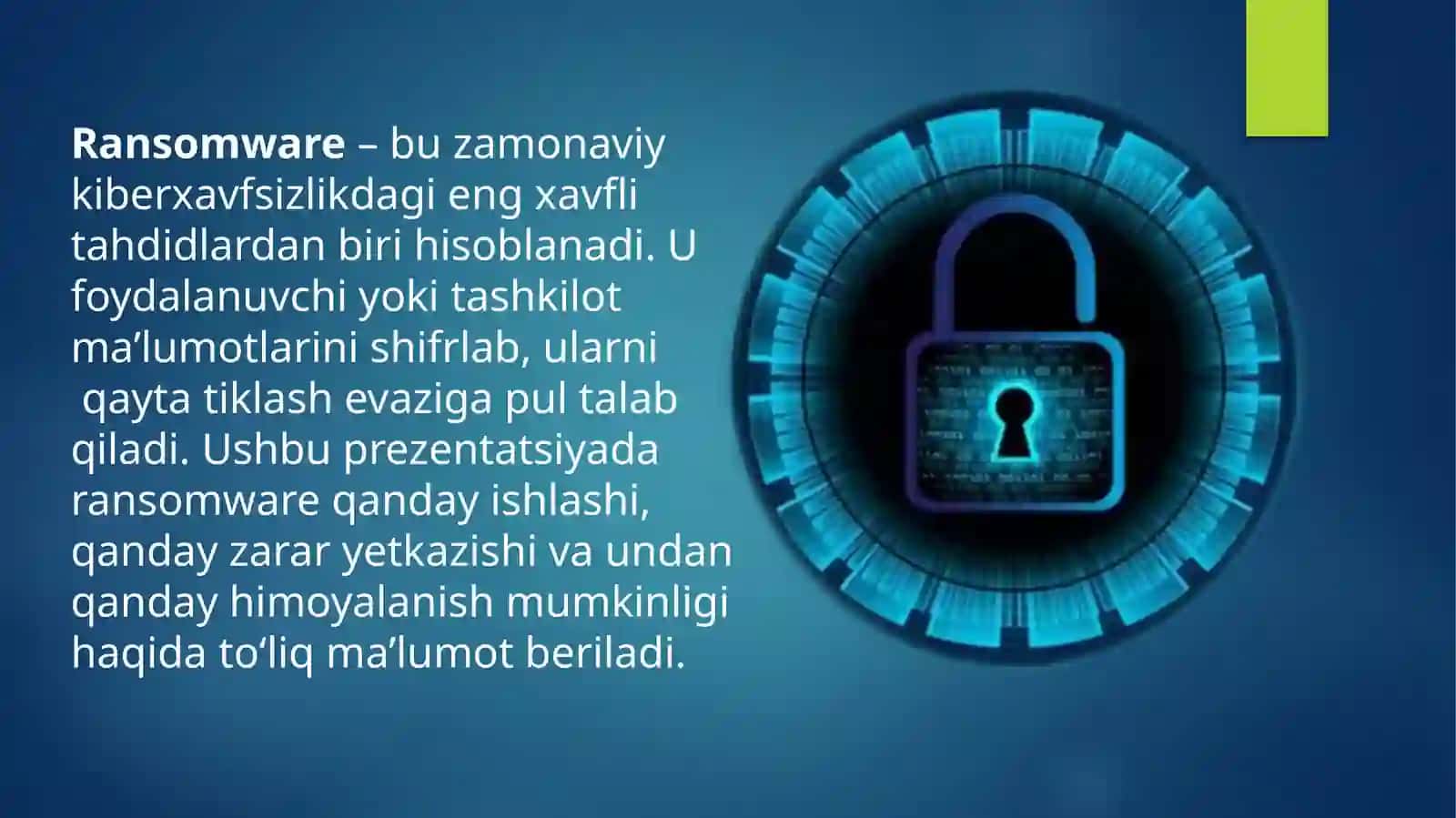 Ransomware hujumlarini aniqlash va oldini olish. 4