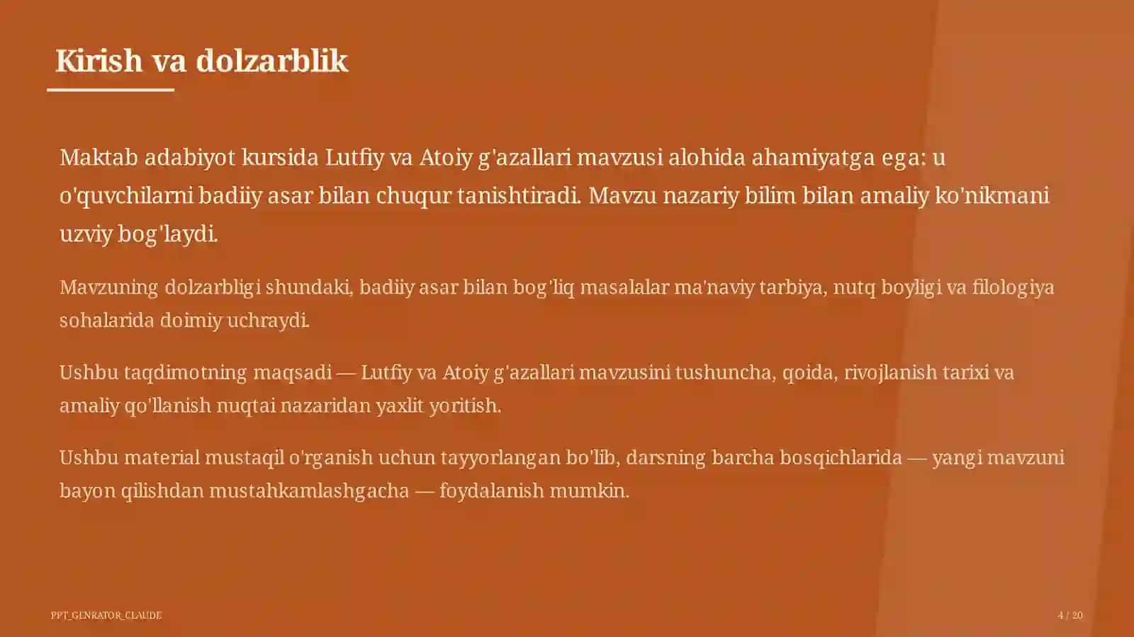Lutfiy va Atoiy g'azallari (10-sinf) 4