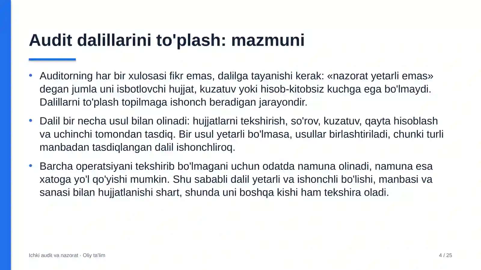 Dezinfeksiya xizmatlarida audit dalillarini to'plash 4