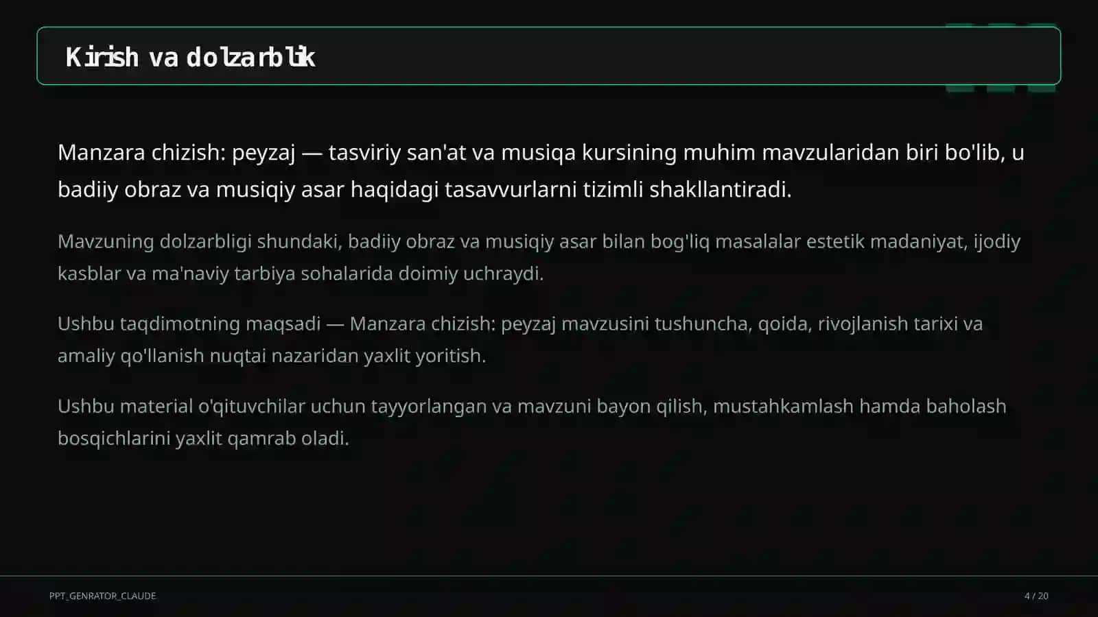 Manzara chizish: peyzaj (3-sinf) 4