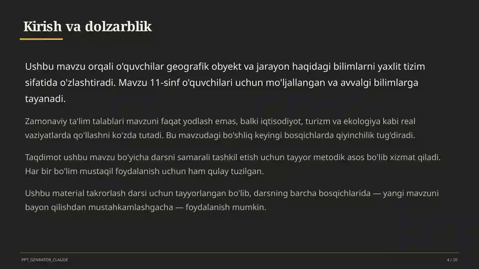 Turizm geografiyasi va O'zbekistonning turistik salohiyati (11-sinf) 4