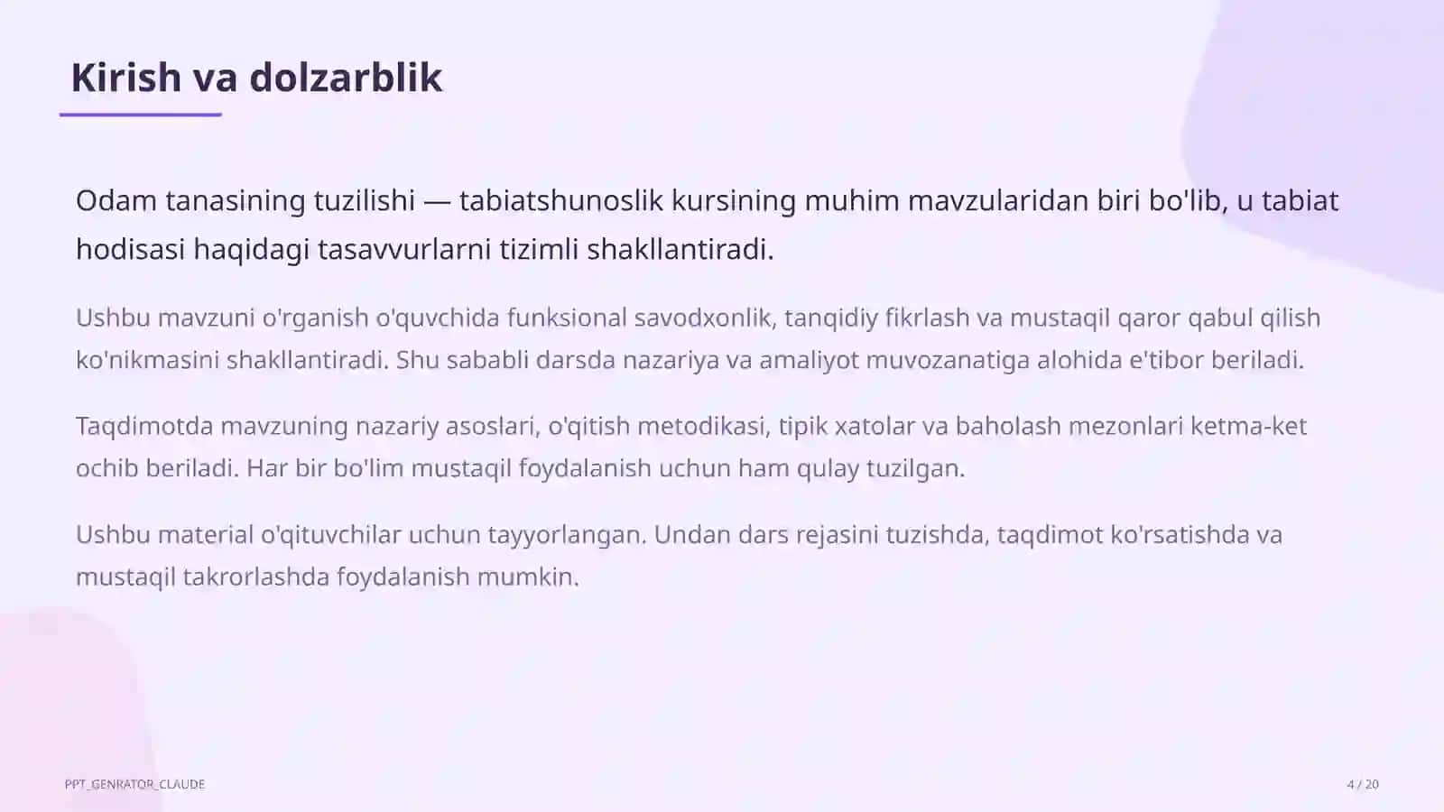 Odam tanasining tuzilishi (2-sinf) 4