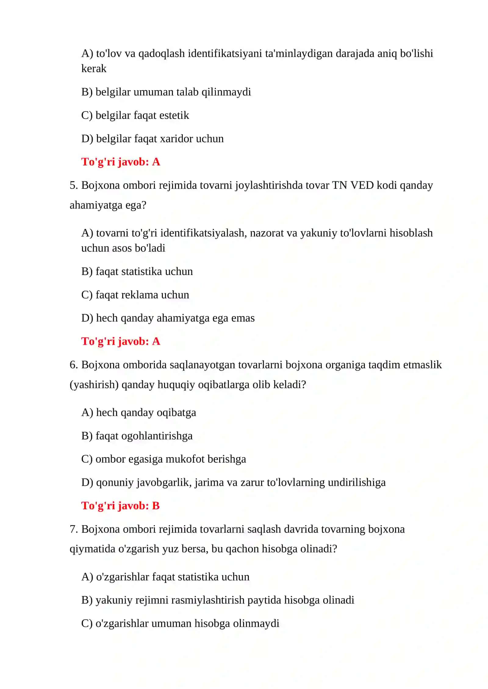 Bojxona omborida saqlash testlari 4
