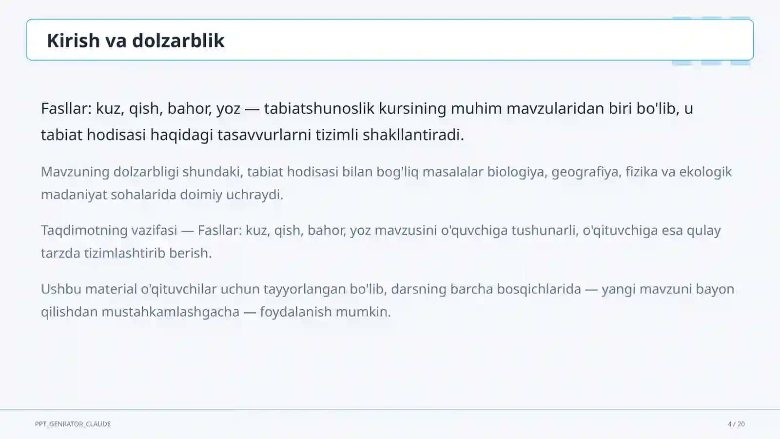 Tabiatshunoslik dars rejasi 4