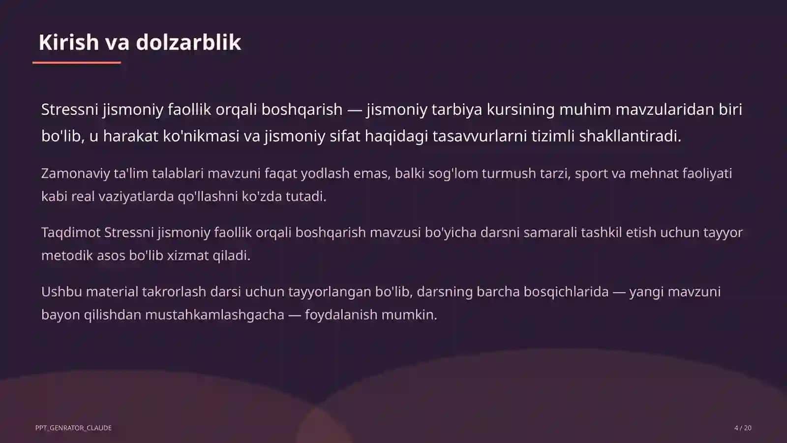 Stressni jismoniy faollik orqali boshqarish (11-sinf) 4