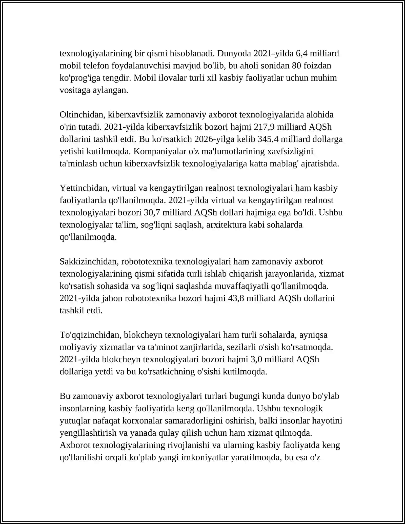 Zamonaviy axborot texnologiyalari va ularning kasbiy faoliyatda qo'llanilishi 4