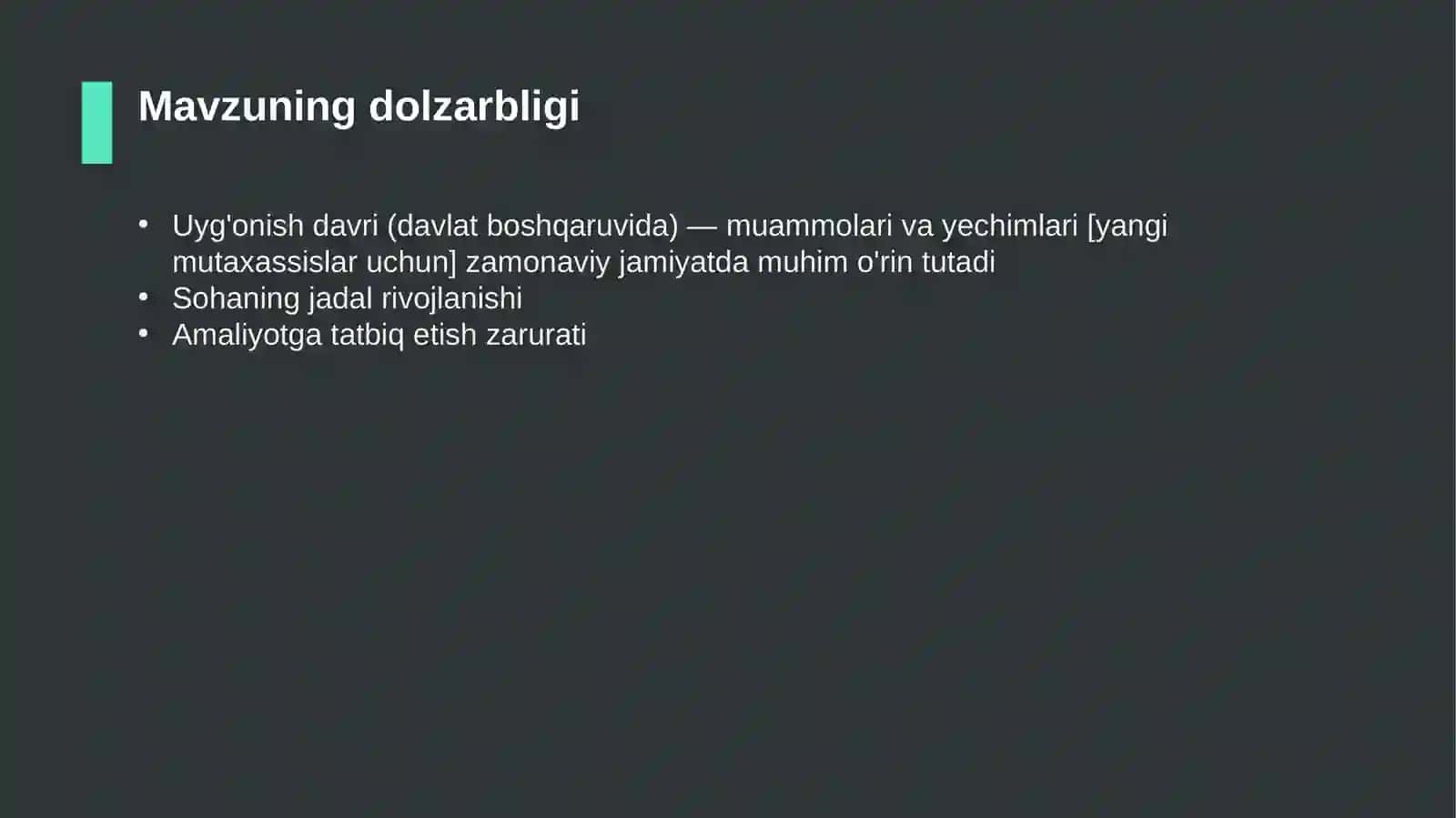 Uyg'onish davri (davlat boshqaruvida) — muammolari va yechimlari [yangi mutaxassislar uchun] 4