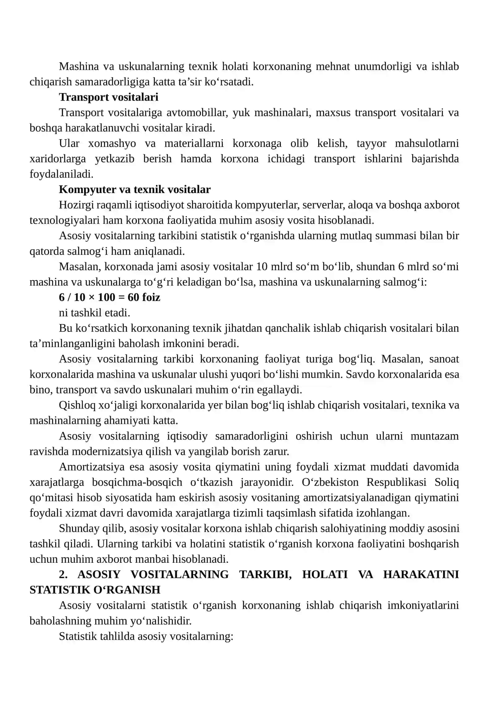 Korxonaning asosiy vositalari tarkibi, holati va harakatini statistik ma’lumotlar asosida o‘rganish 4
