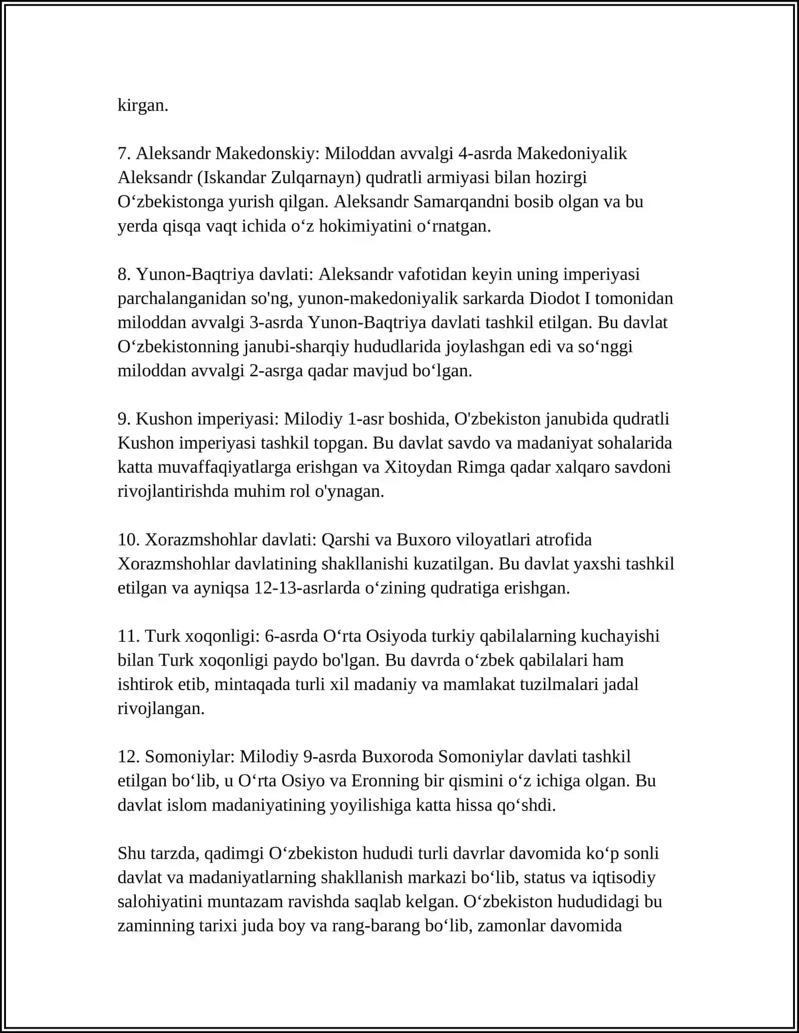 Oʻzbekiston Davlatchiliginin Tarixiy Bosqichlari 4
