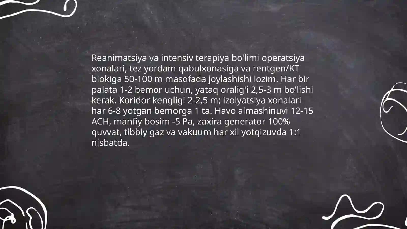 Xirurgiya bólimi, reanimatsiya va intensiv terapiya tuzilmasi va uni ishimi tashkil qilish 4