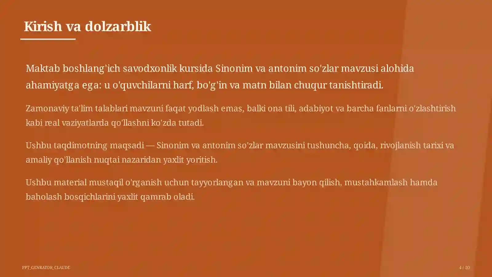 Sinonim va antonim so'zlar (3-sinf) 4