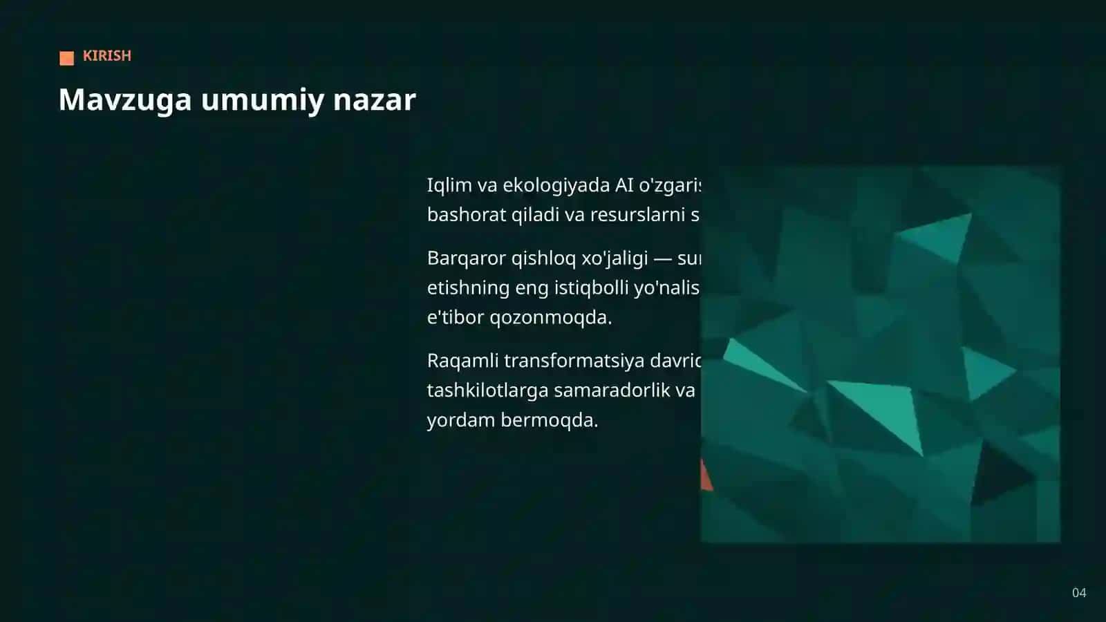 Barqaror qishloq xo'jaligi: imkoniyat va yechimlar 4
