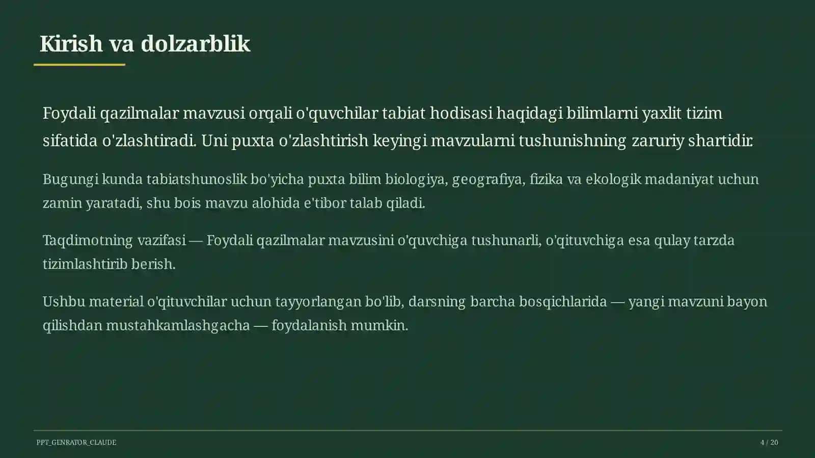 Boshlang'ich sinf: Tabiatshunoslik (1–4) — o'qituvchilar uchun 4