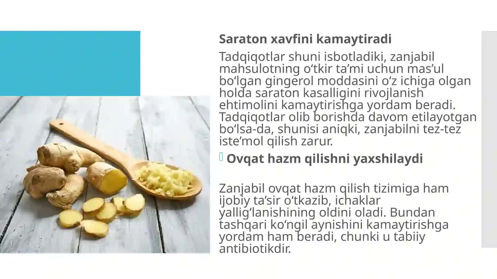 Zanjabil o’simligining dorivorligi hamda foydali xususiyarlari 4