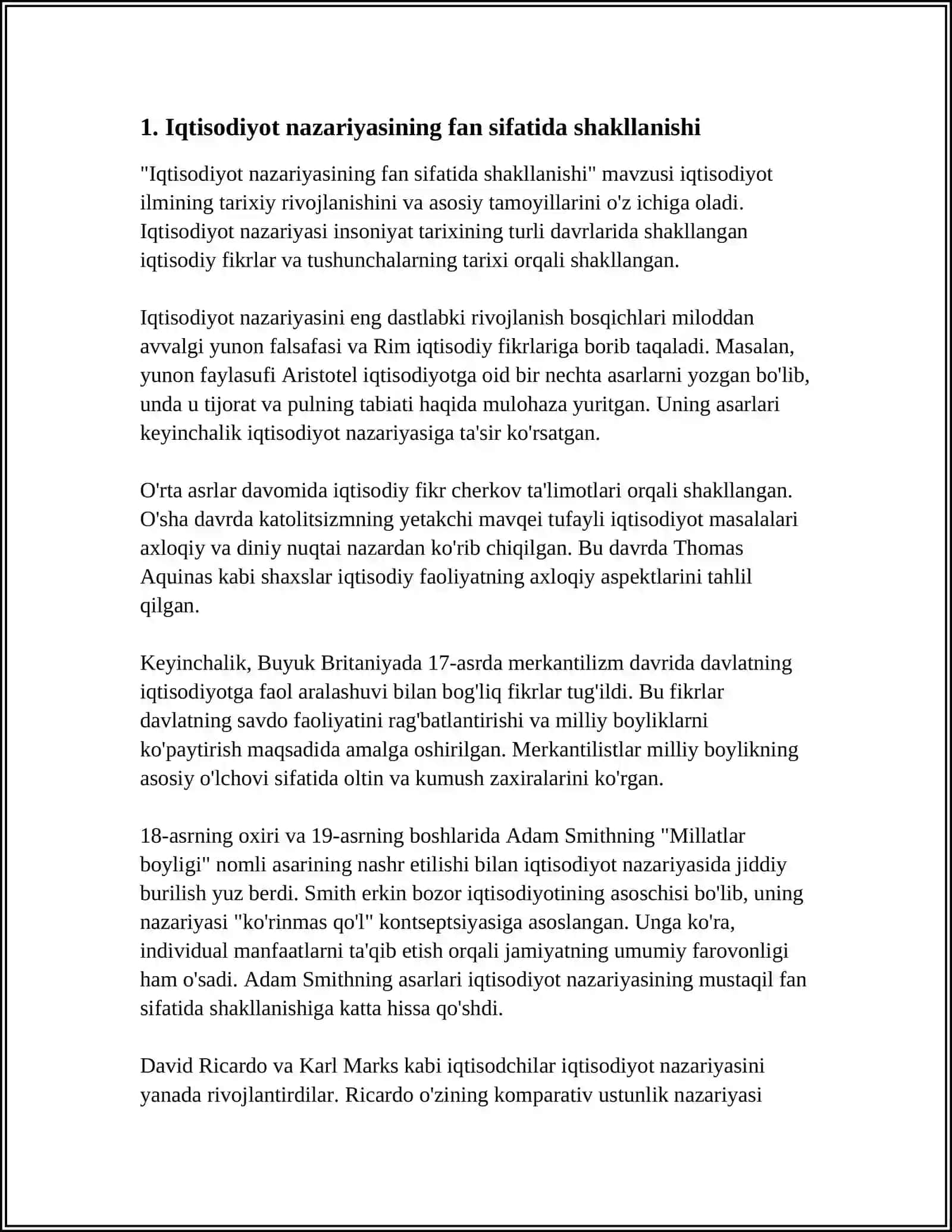 Iqtisodiyot nazariyasining fan sifatida shakllanishi 4