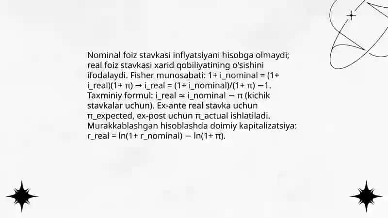 Foiz stavkalari va ularni hisoblash usullarining tahlili 4