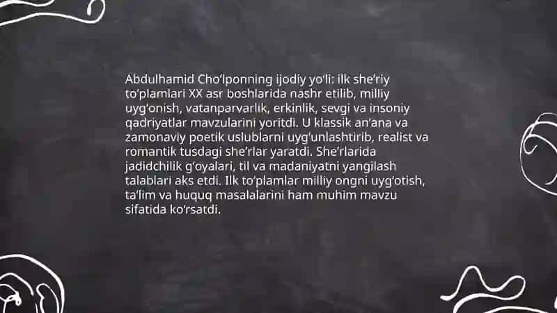 Abdulhamid Choʻlpon hayoti ijodi va jadidchilik harakatidagi oʻrni 4