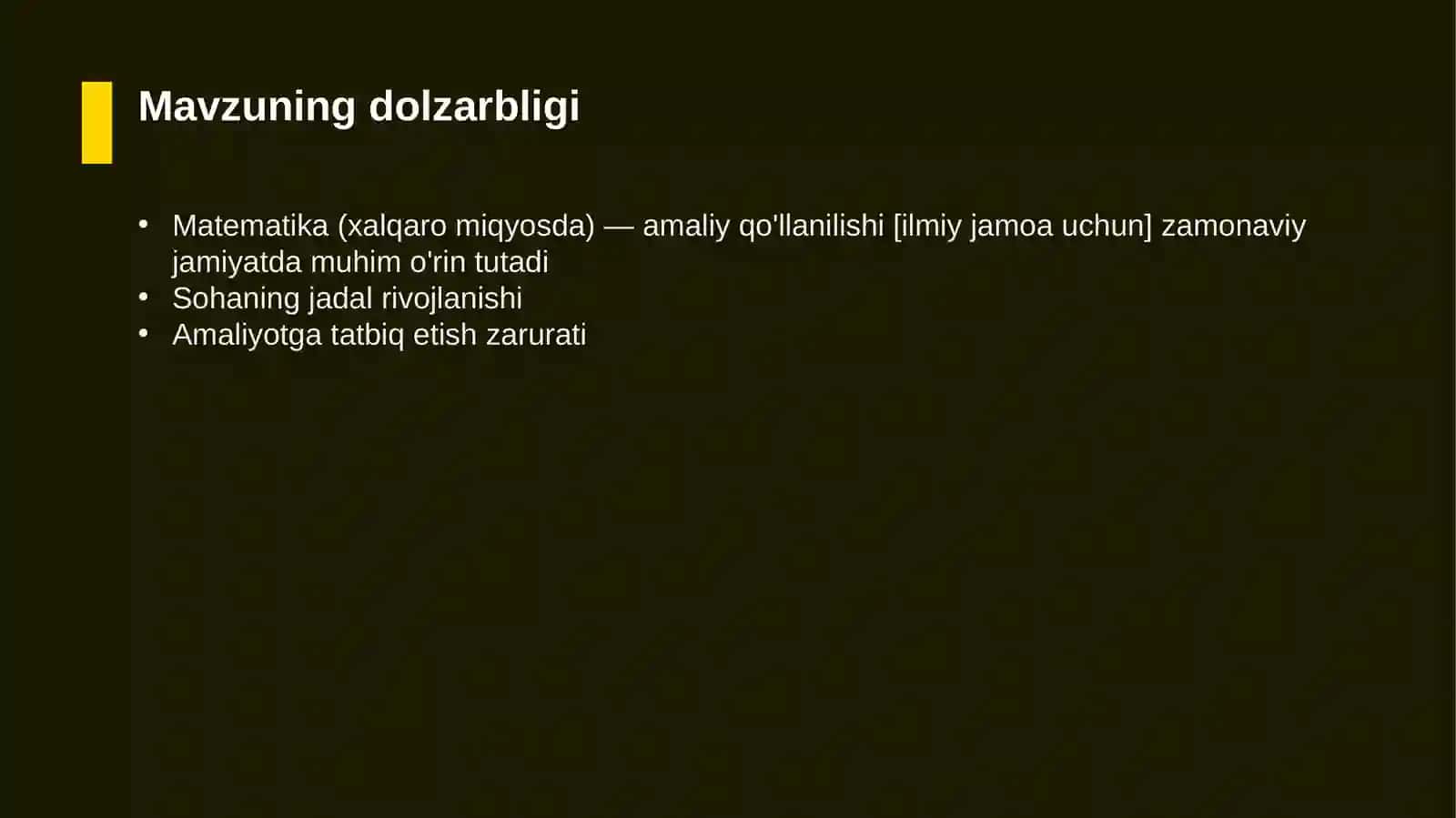 Matematika (xalqaro miqyosda) — amaliy qo'llanilishi [ilmiy jamoa uchun] 4
