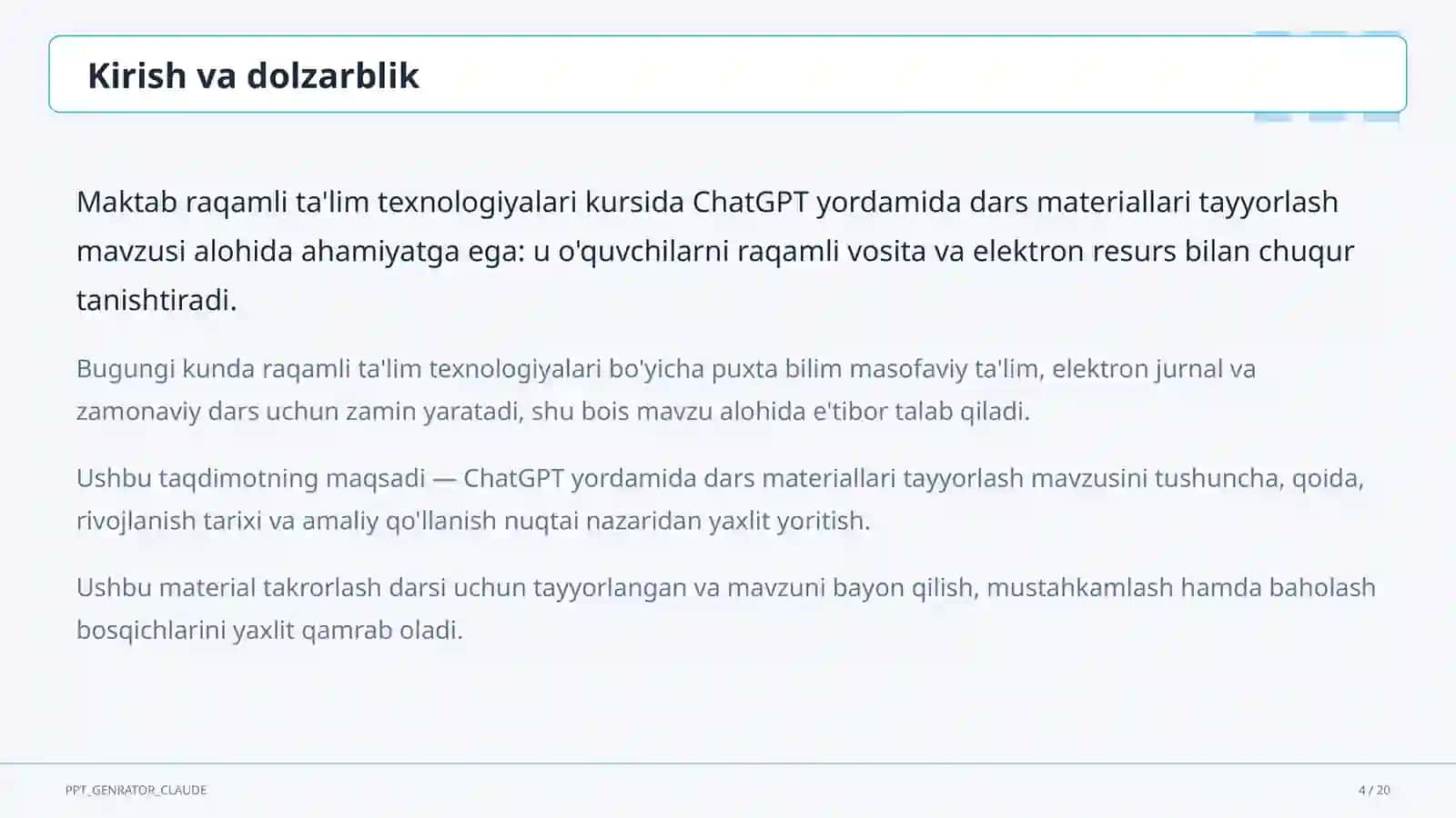 Dars materiallari tayyorlash 4