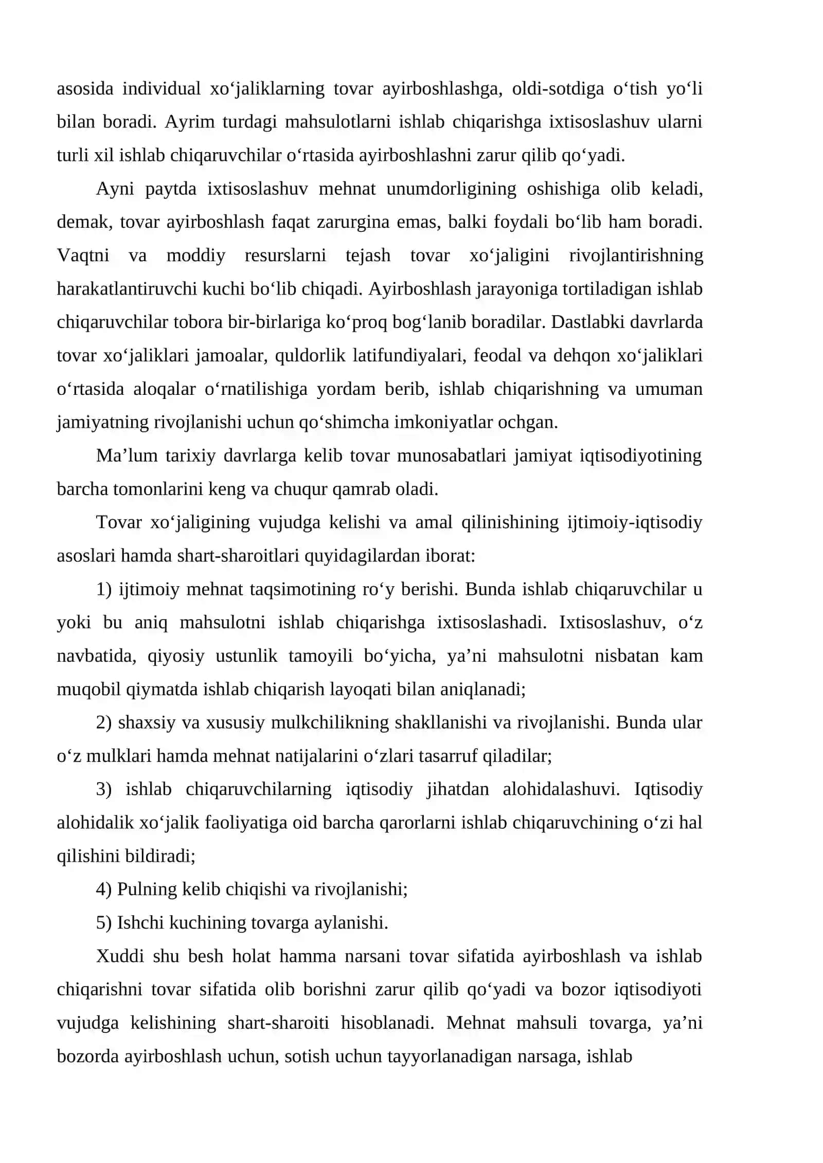 TOVAR-PUL MUNOSABATLARI - BOZOR IQTISODIYOTINING ASOSIDIR 4