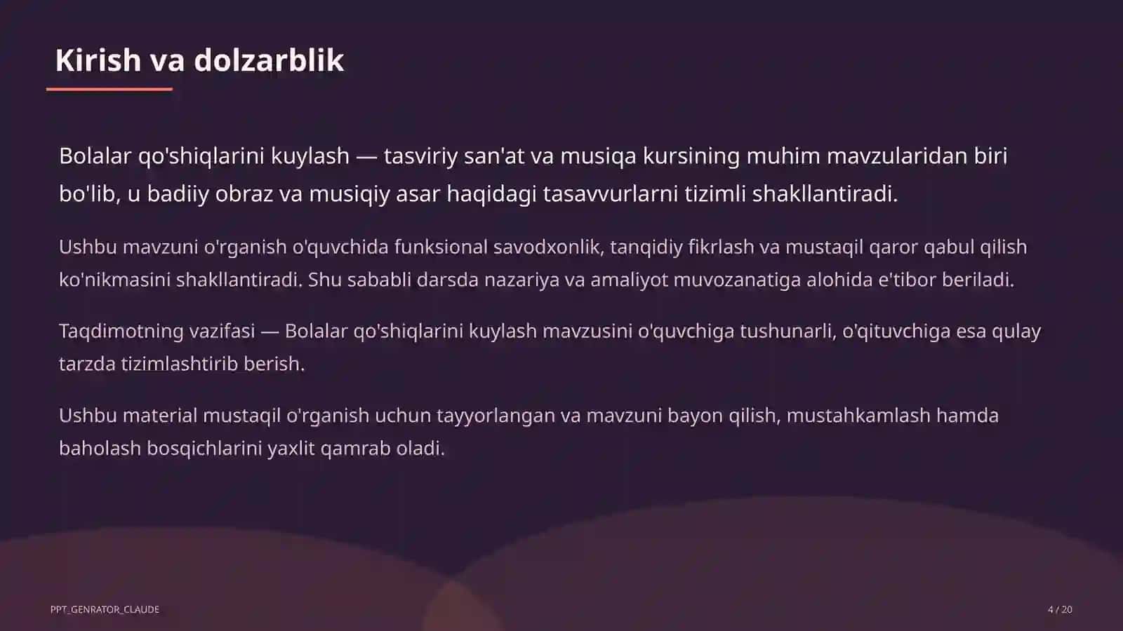 Bolalar qo'shiqlarini kuylash (1-sinf) 4