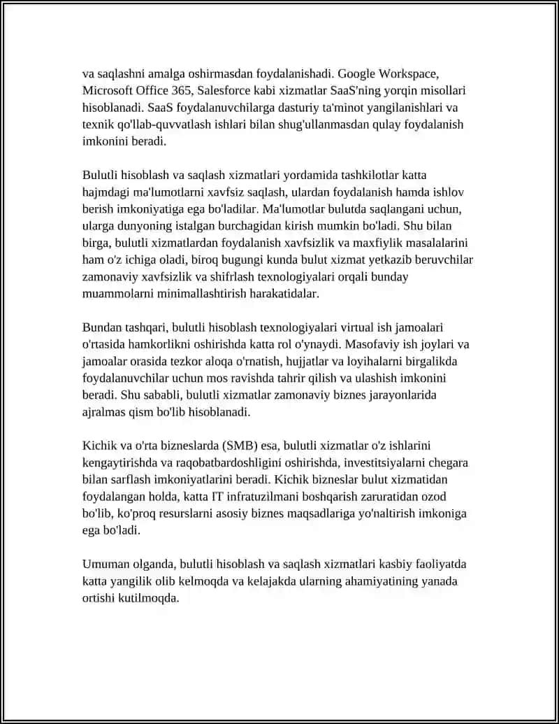 Kasbiy faoliyatda bulutli hisoblash va saqlash xizmatlari 4