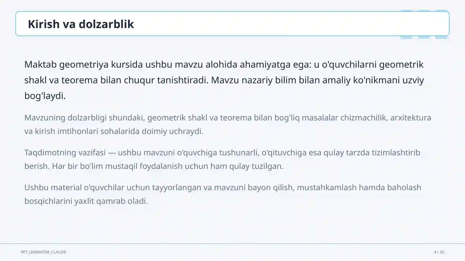Fazoda to'g'ri chiziq va tekisliklarning parallelligi (10-sinf) 4