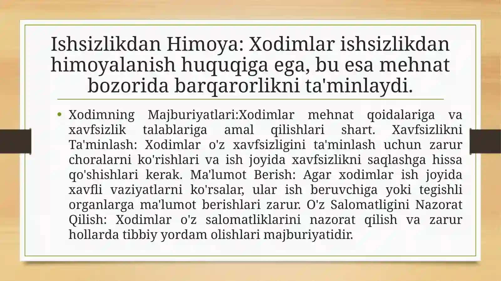 Mehnatni Muhofaza Qilish Sohasida Xodimning Huquqlari va Majburiyatlari 4