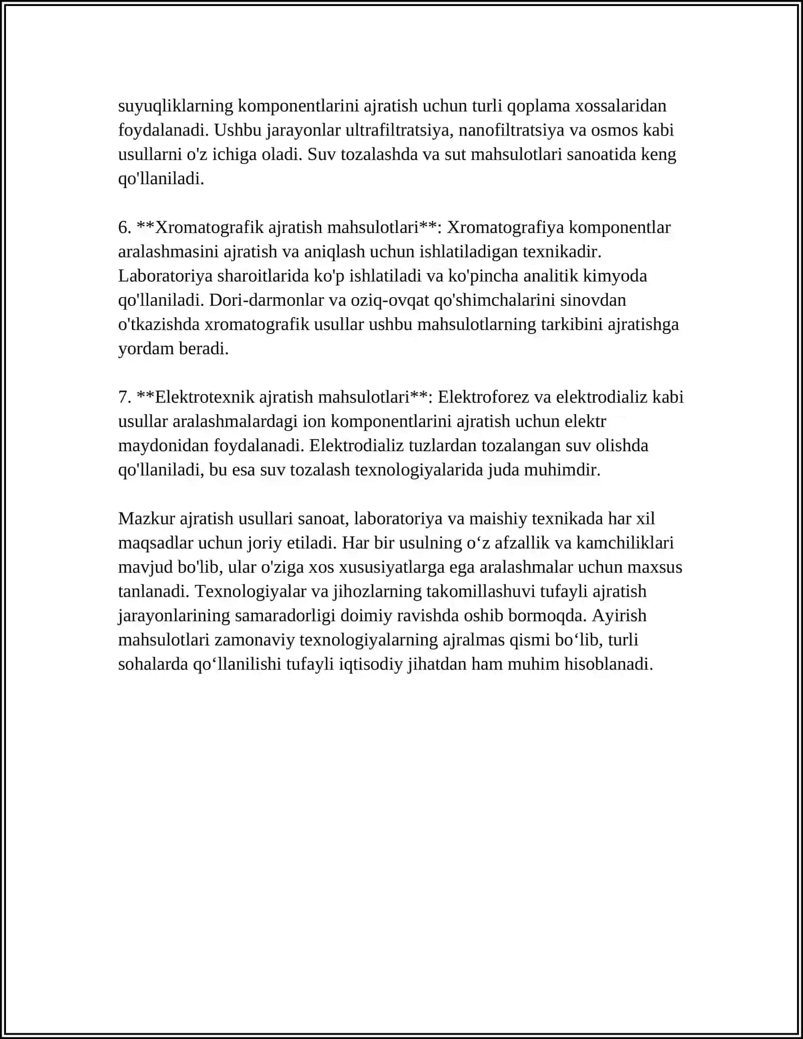 AYIRISHNING AHAMIYATI. AYIRISH MAHSULOTLARI 4