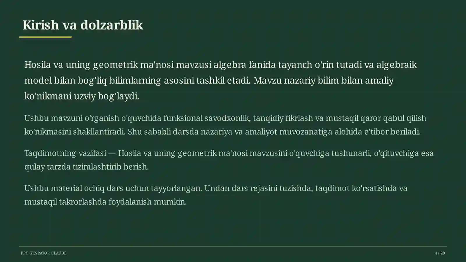 Hosila va uning geometrik ma'nosi (11-sinf) 4