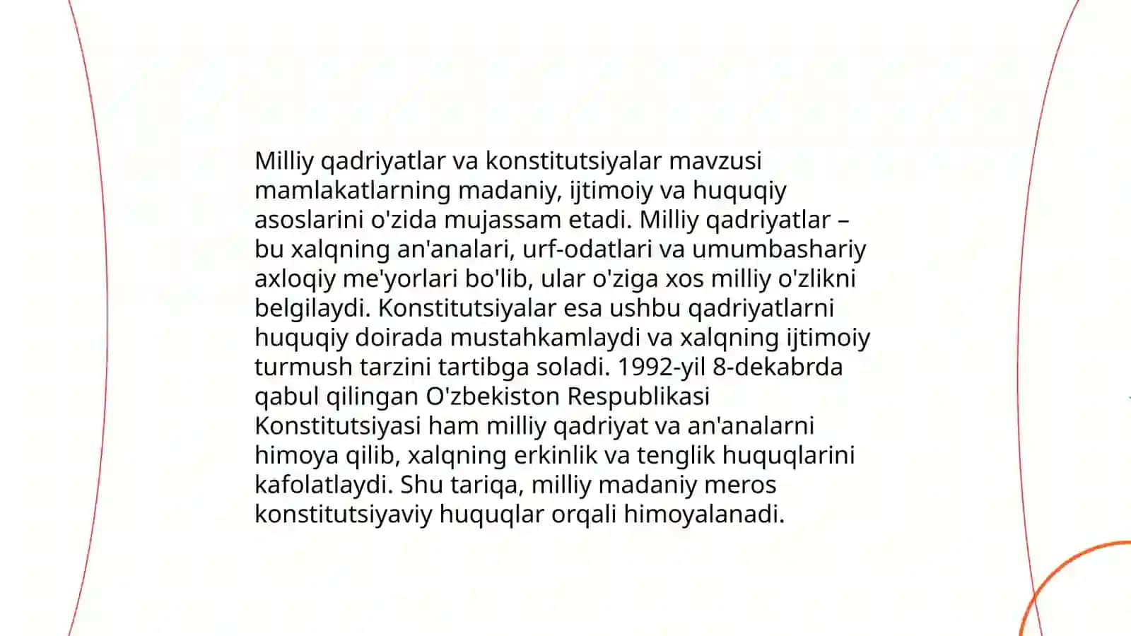 Konstitutsiyada jahon konstitutsiyaviy rivojlanish tajribalari hamda milliy qadriyatlarning aks etishi 4